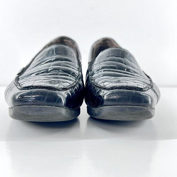 Mephisto Celka Croc Emboss Patent Black Leather Wedge Slip On Loafers Size 9.5 - Picture 2 of 15